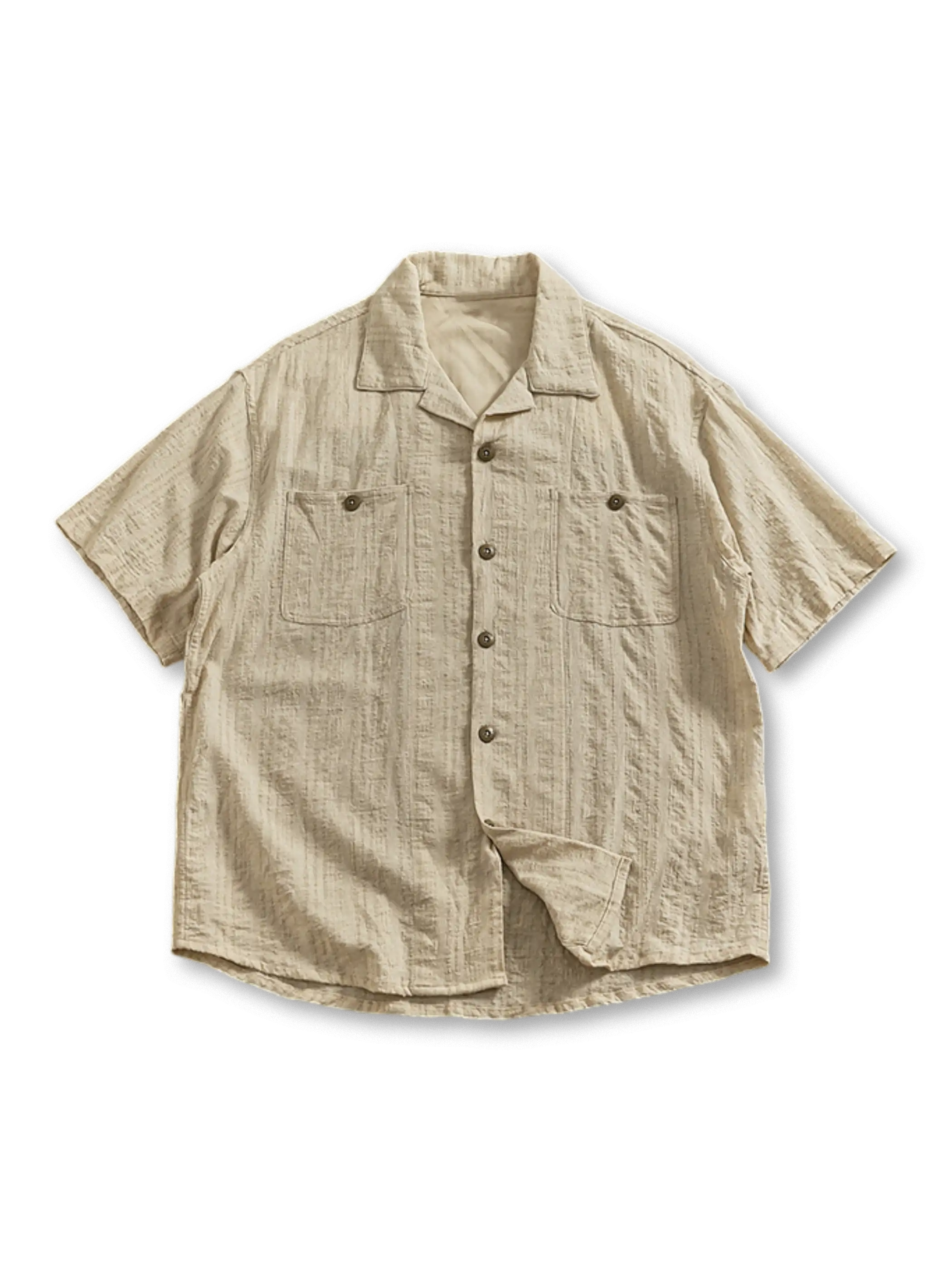 リネンジャカードブレンド半袖シャツ