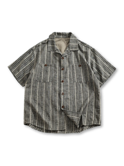 リネンジャカードブレンド半袖シャツ