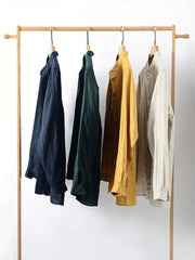 リネンスタンドカラーシャツ