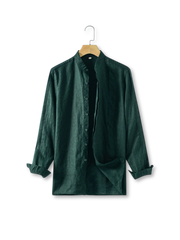 リネンスタンドカラーシャツ