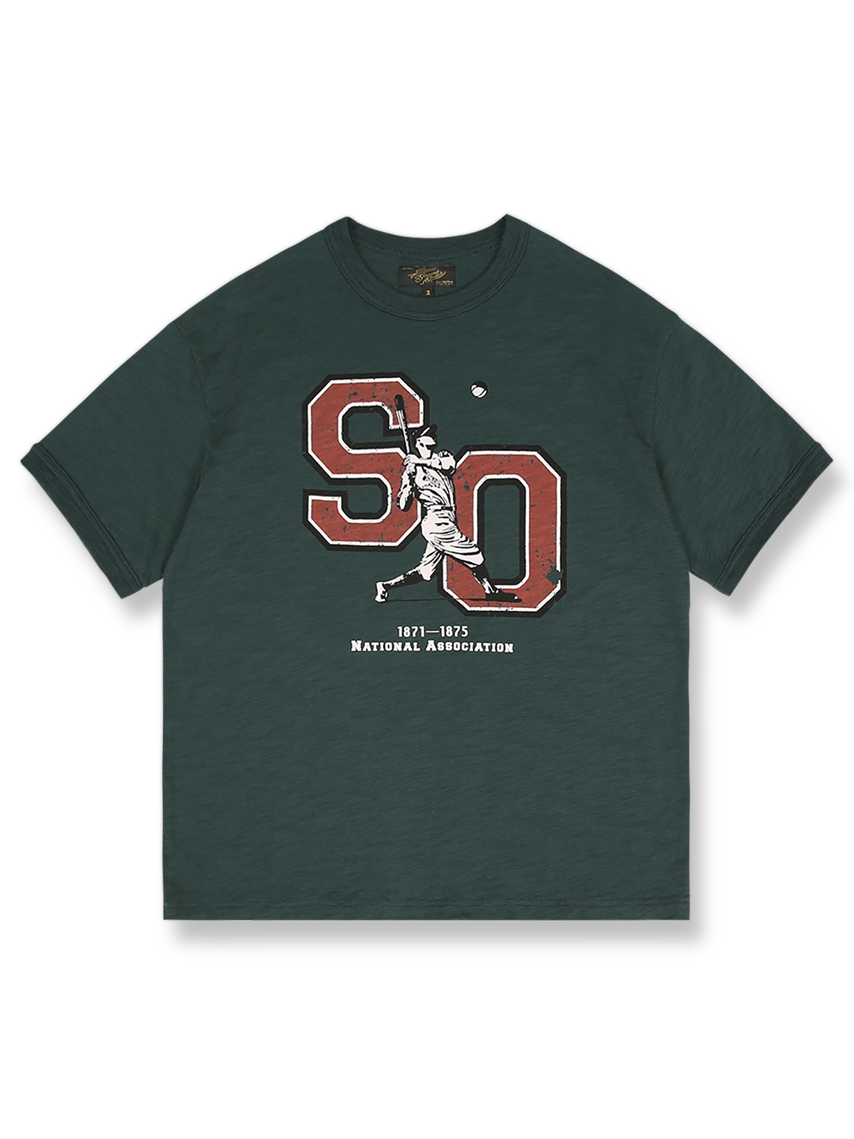 竹節コットン素材と配色リブが特徴の1950年代風レトロリンガーTシャツ