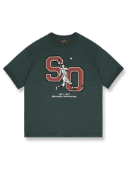 竹節コットン素材と配色リブが特徴の1950年代風レトロリンガーTシャツ