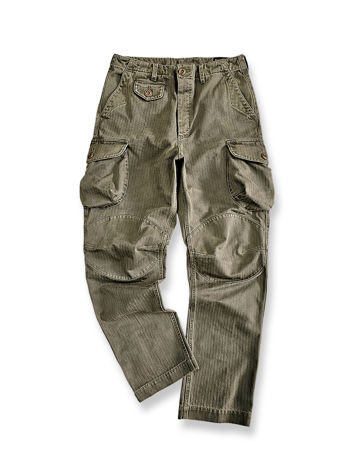 キコリ風硫化染めデニムと多機能ポケットが特徴のワークパンツ