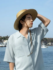 リヨセル混紡シアサッカー半袖Cubanシャツ