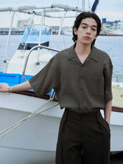 リヨセル混紡シアサッカー半袖Cubanシャツ