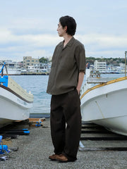 リヨセル混紡シアサッカー半袖Cubanシャツ