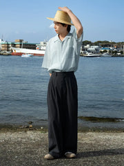 リヨセル混紡シアサッカー半袖Cubanシャツ