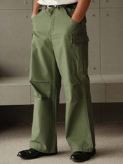 M51スタイルハイウエストワイドカーゴパンツ330g