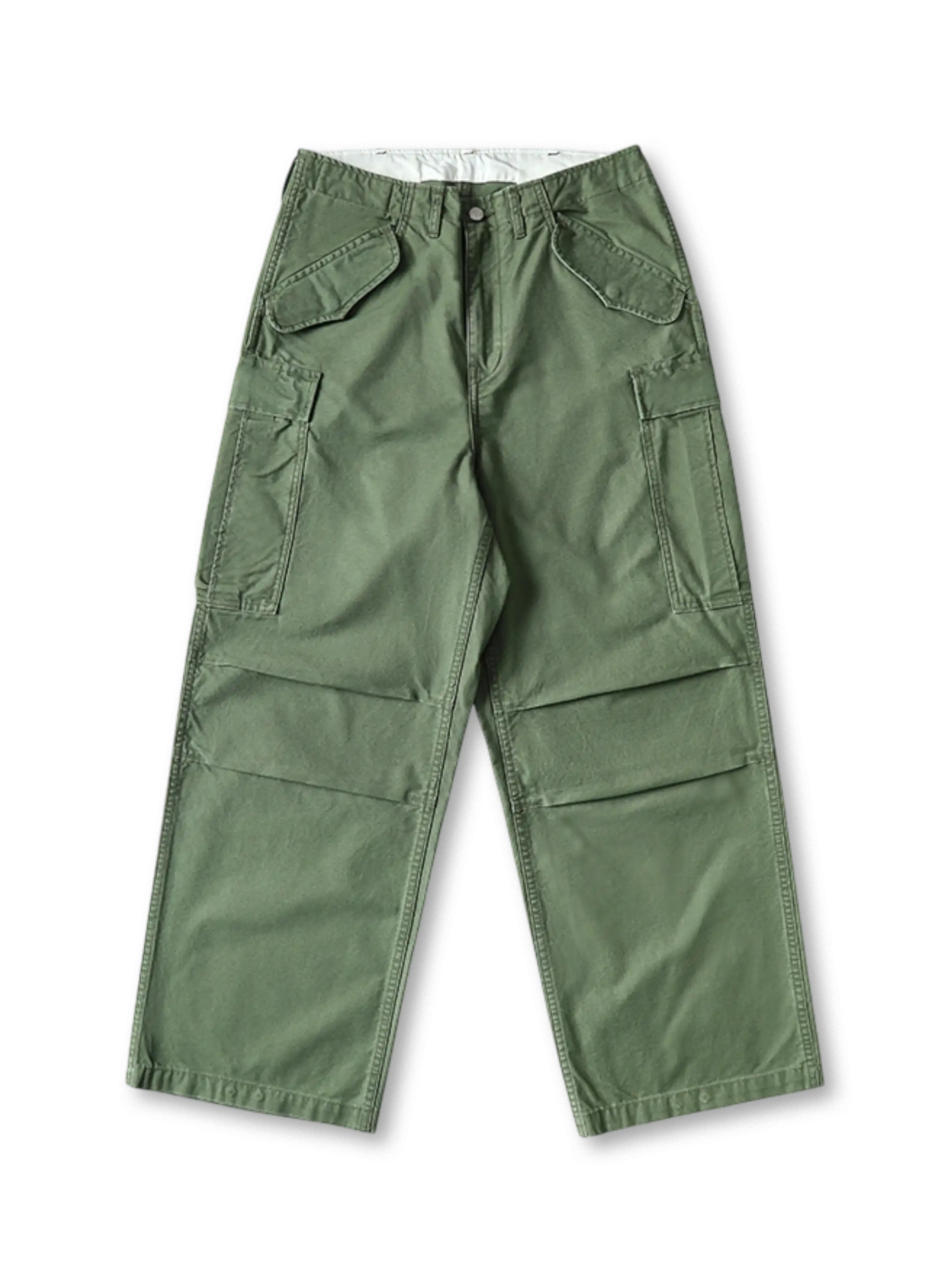 軍緑のM51スタイルワイドカーゴパンツ