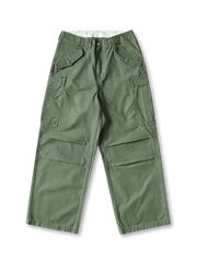 軍緑のM51スタイルワイドカーゴパンツ