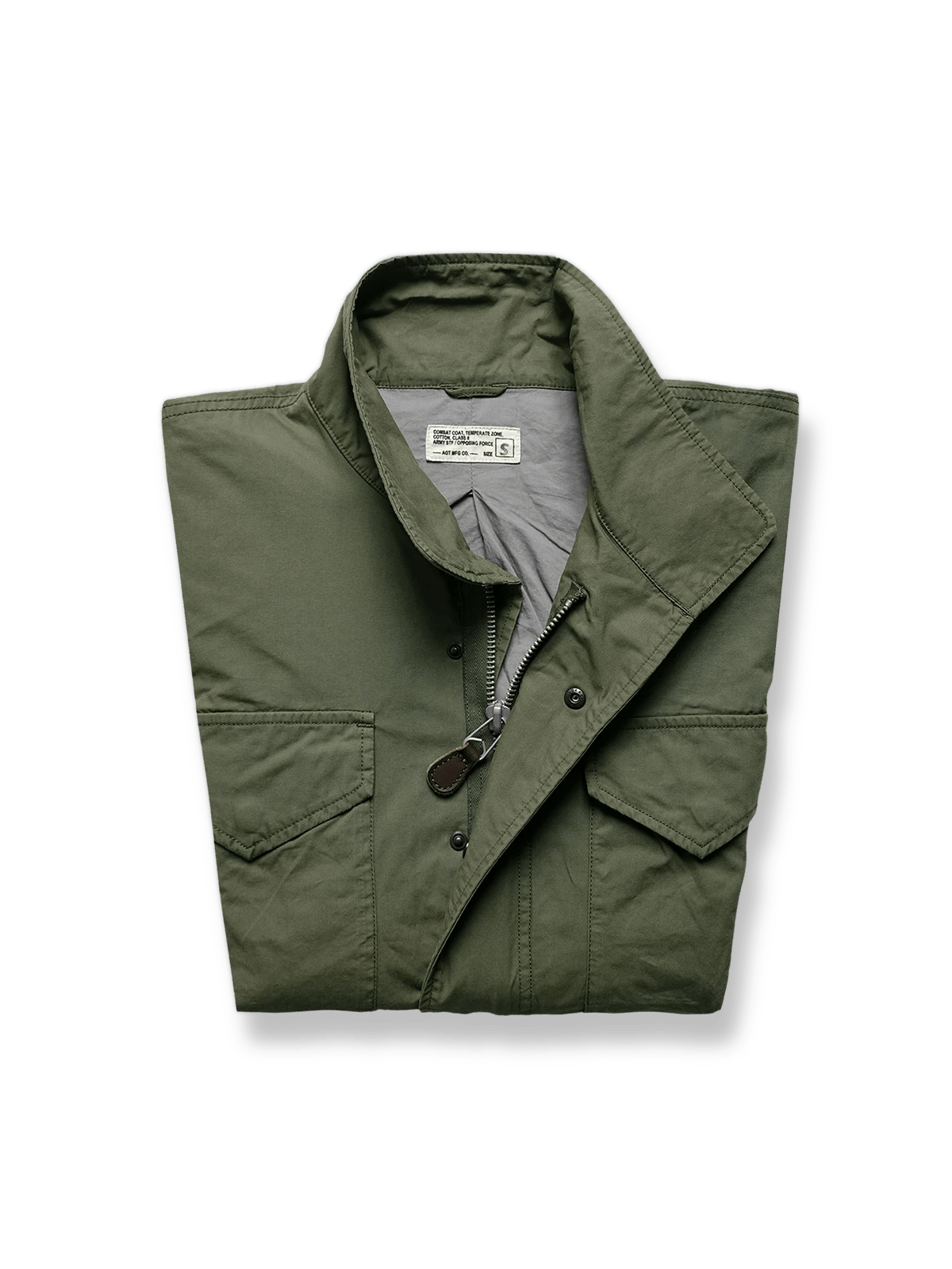 ウォッシュ加工を施したフィンコットン素材のM65トレンチコート。