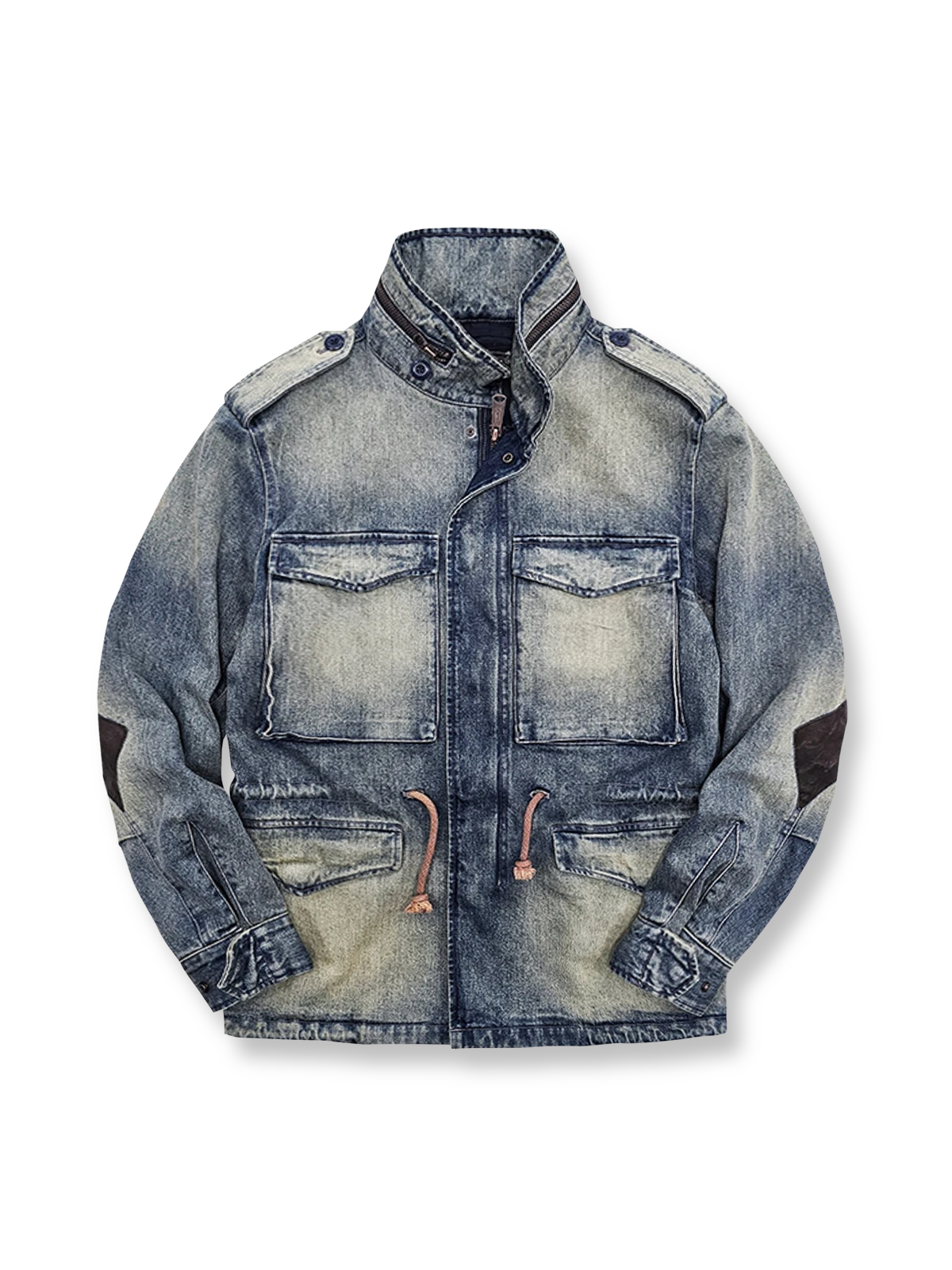 ウォッシュ加工を施したデニム製M65ミリタリーフィールドジャケット