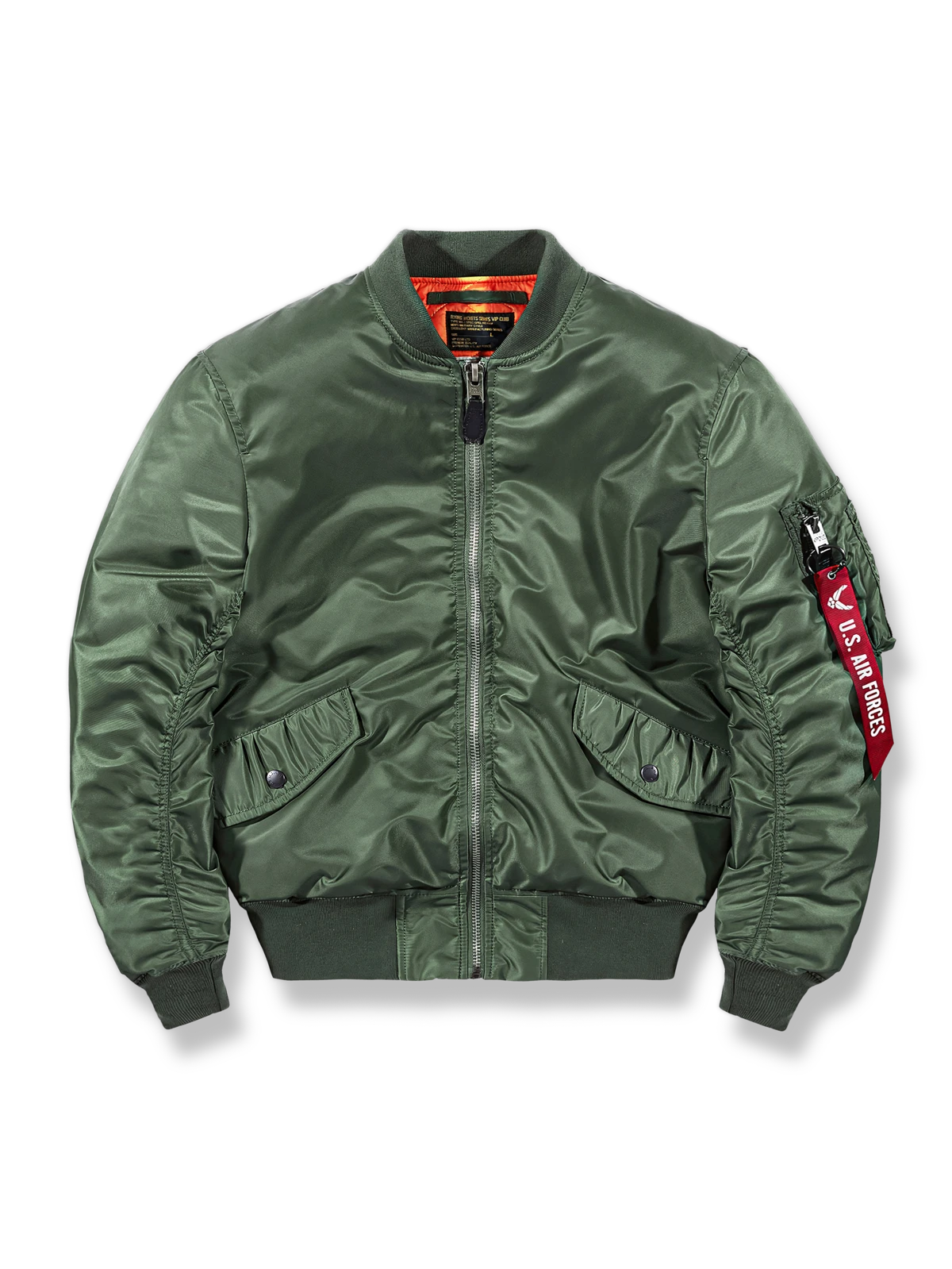 ミリタリーグリーン×オレンジライニングのMA-1中綿フライトジャケット