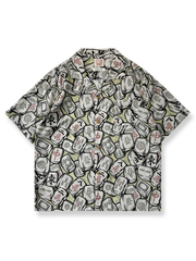 麻雀柄プリントアロハシャツ。