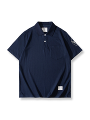 マリンポケットとエアフォースプリントをあしらった200g純コットンポロシャツ