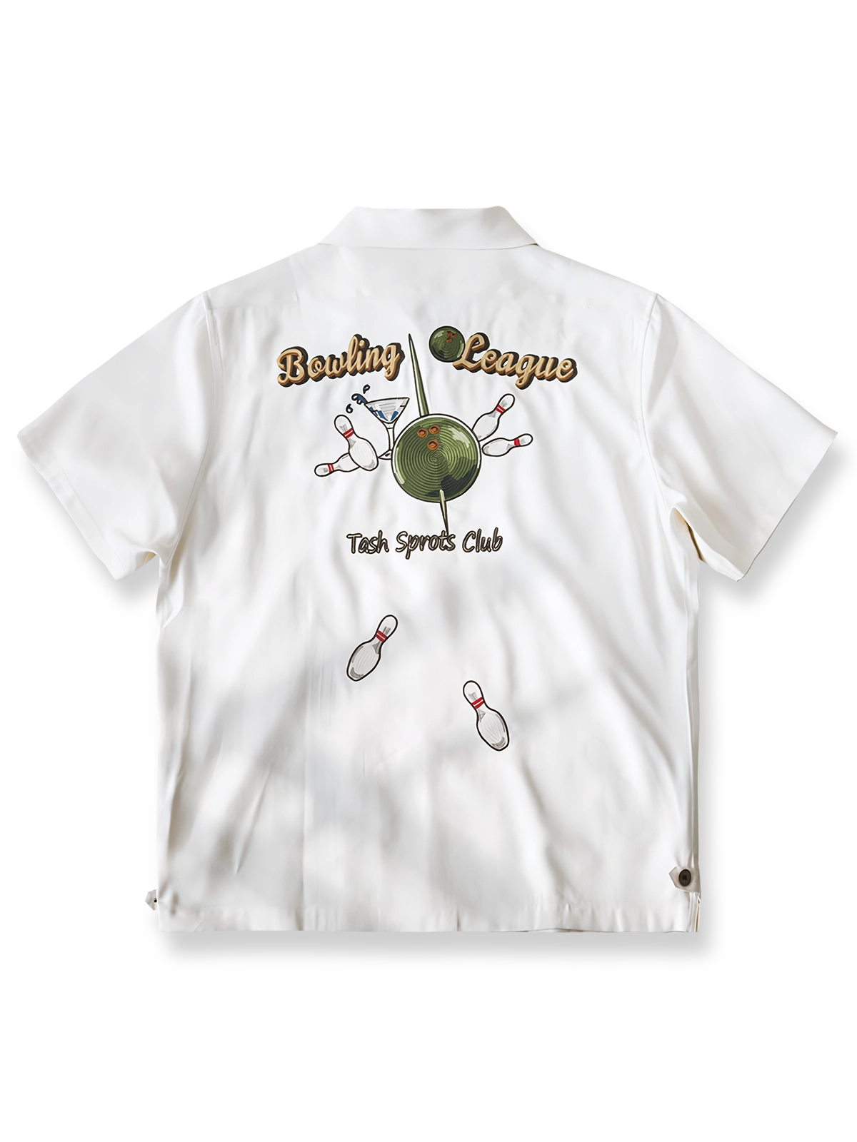 チェーンステッチ刺繍入りのマティーニボウリングシャツ