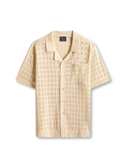 メッシュニットボタンカーディガンシャツ