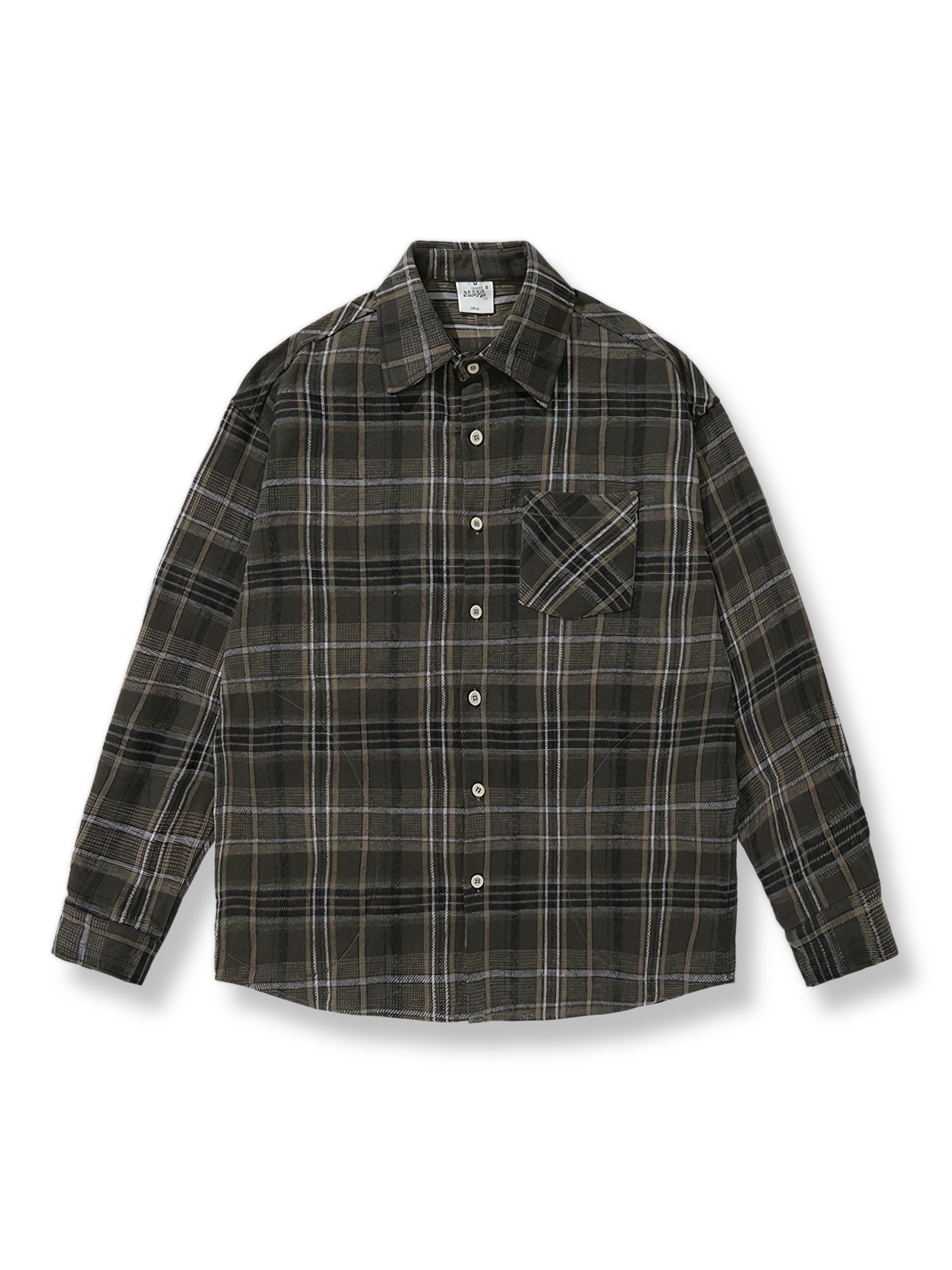 微起毛加工のチェック柄長袖シャツ