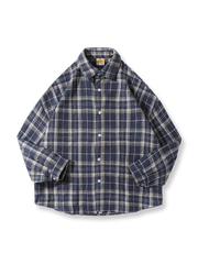 微起毛素材の3色タータンチェック柄ワークシャツ。