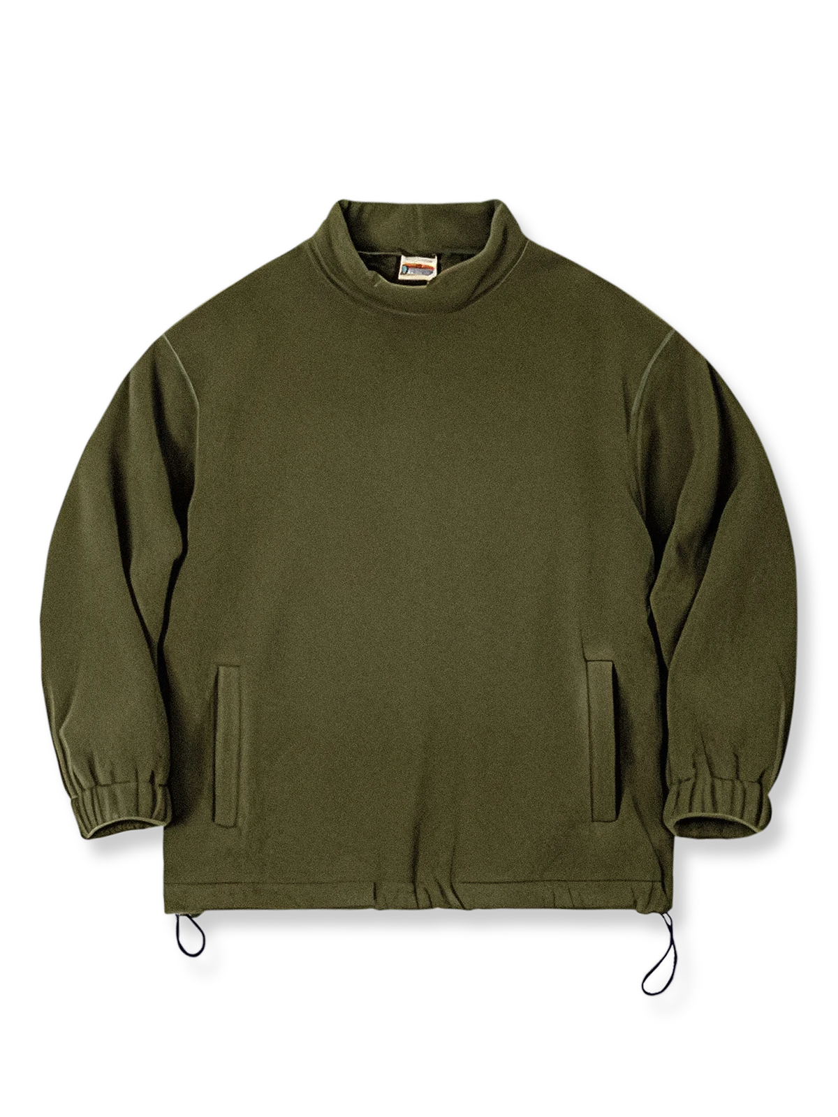 ミッドカラーとドローコード付き裾が特徴の無地スウェット。