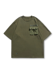 第二次大戦期ミリタリーアパレルをモチーフにしたデュアルチェストポケット付きTシャツ