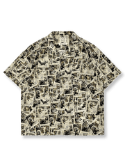 孫悟空大鬧天宮切手柄プリントアロハシャツ。