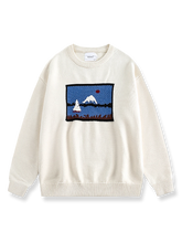 富士山柄ジャカードクルーネックセーター