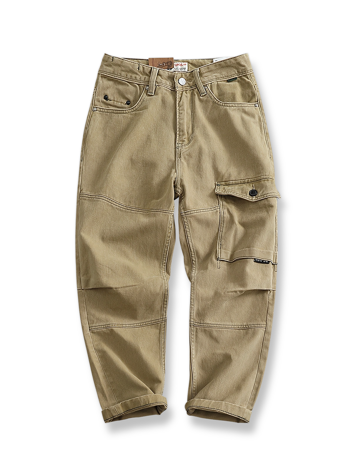 多ポケットデザインの耐久性に優れたコットンワークパンツ