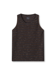 多色ストライプが奥行きを演出するクルーネックノースリーブベスト