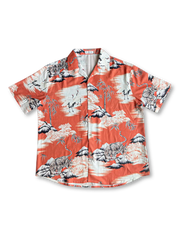 鮮やかな山林と動植物柄が特徴のレトロキューバカラー半袖シャツ