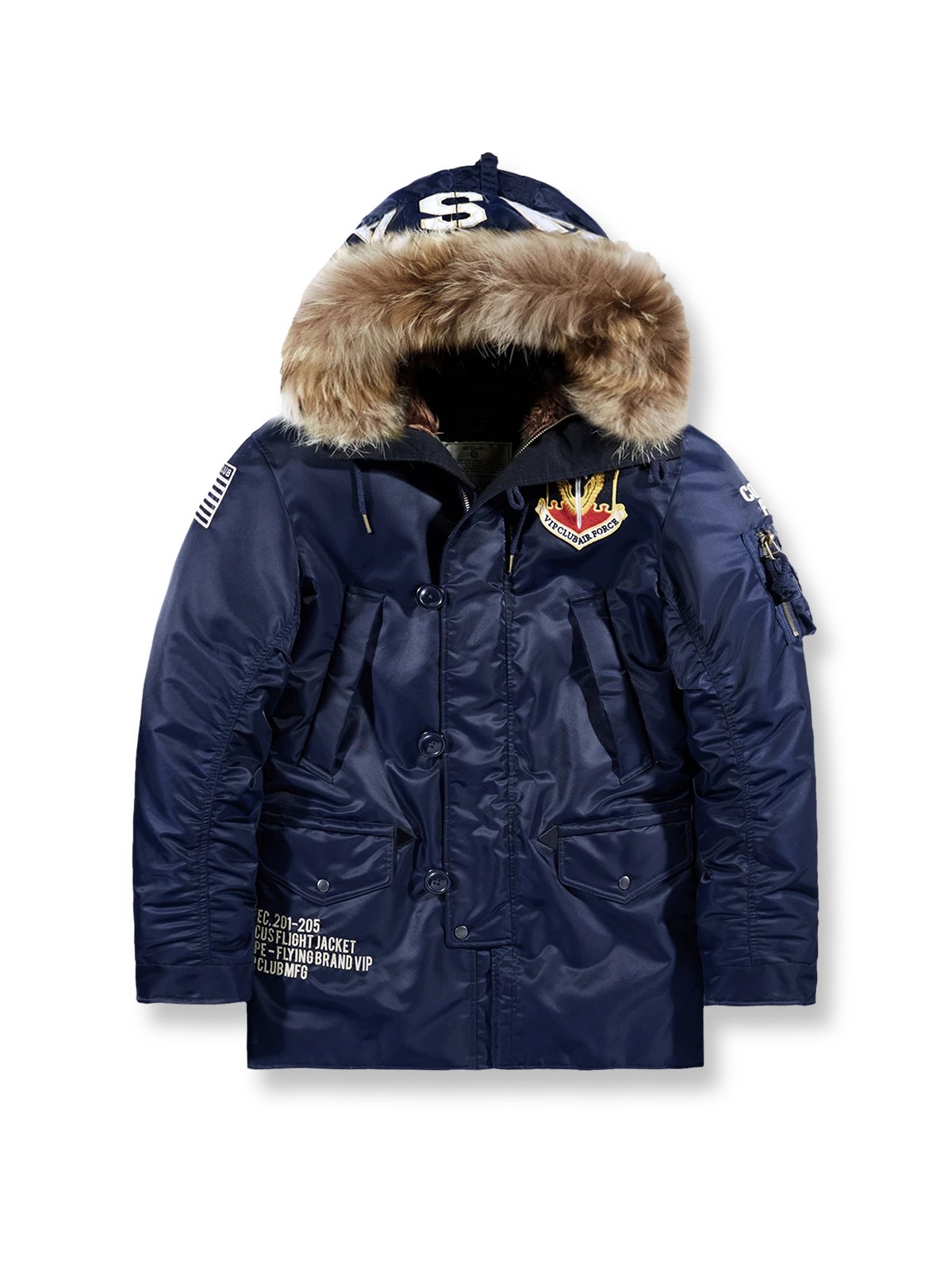 ACCモチーフと合成ファー襟が特徴のN3B中綿フライトジャケット