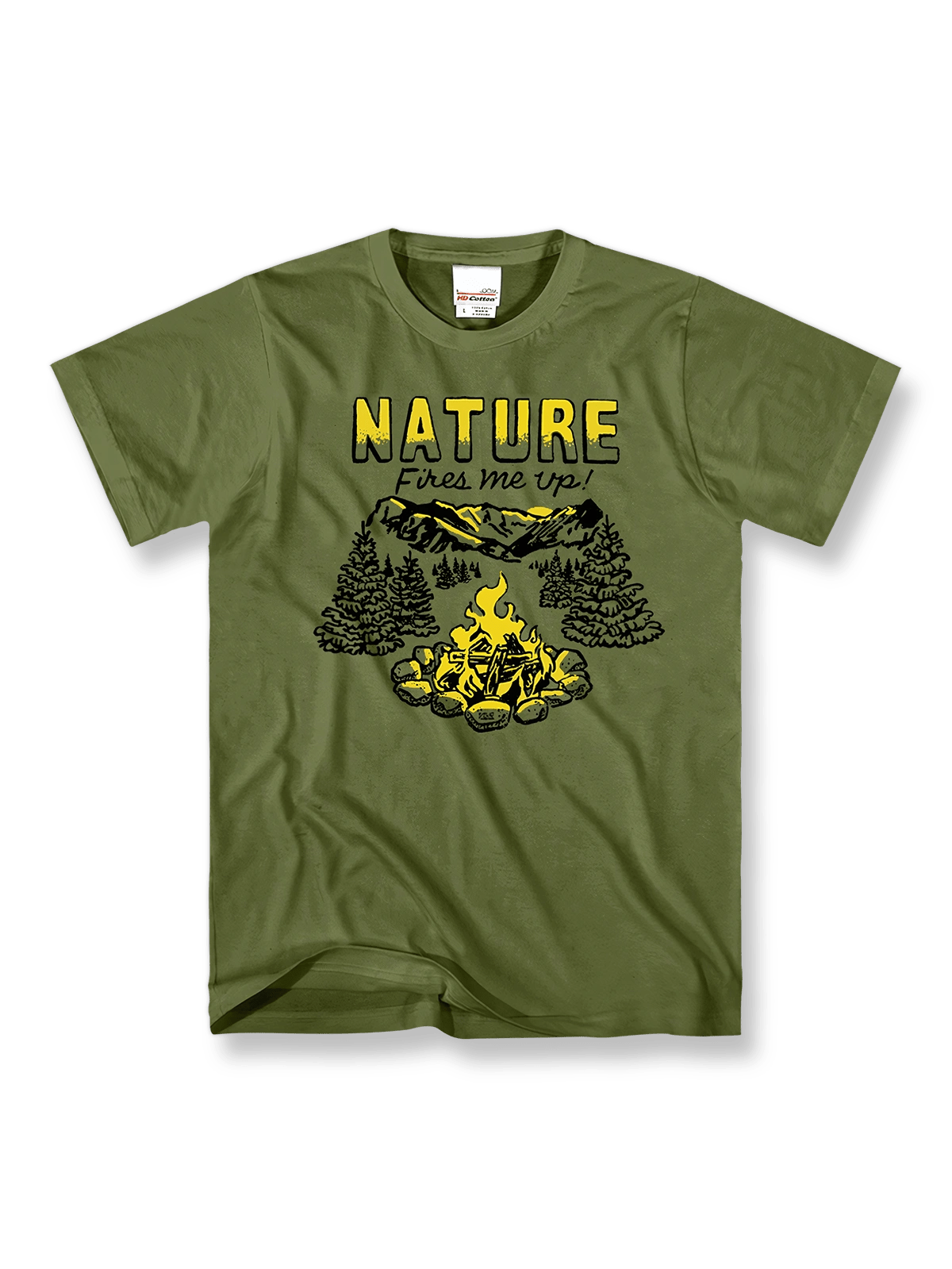 製品画像: Nature Fires Me Up 篝火プリントTシャツの正面図