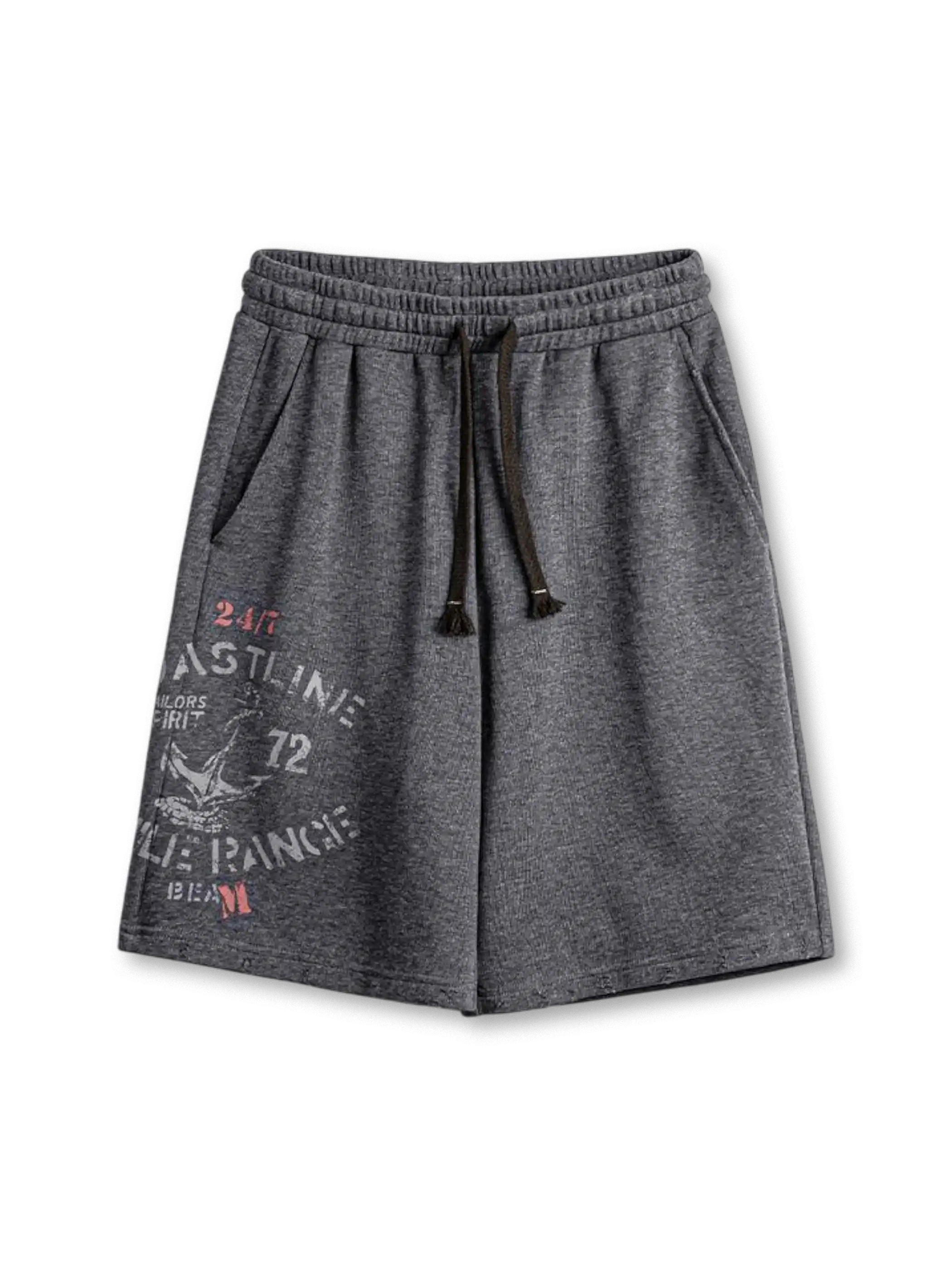 船の錨刺繍とヴィンテージ加工が特徴の航海柄ショートパンツ