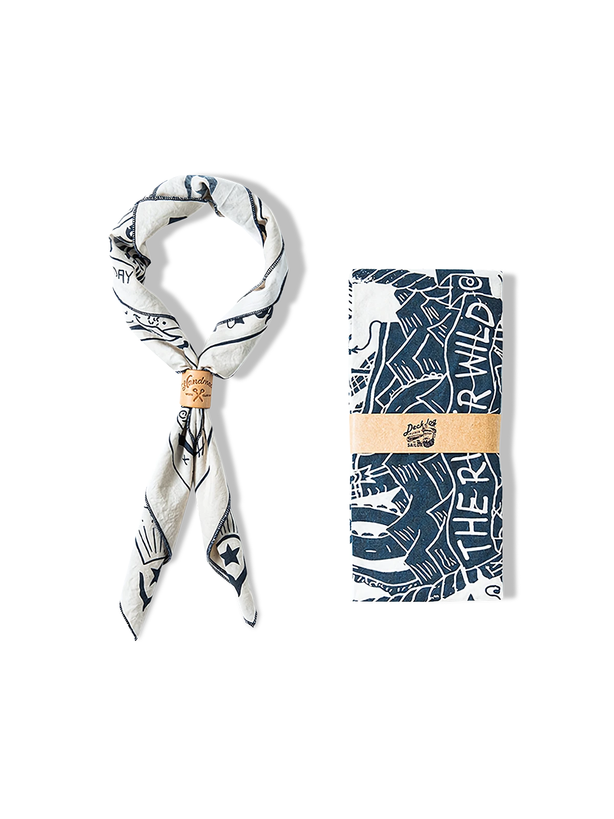 航海船柄とアンカー、ロープデザインのシックなコットンスカーフ、55×55cmサイズ