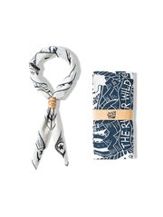 航海船柄とアンカー、ロープデザインのシックなコットンスカーフ、55×55cmサイズ