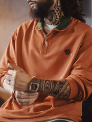 ナバホ刺繍 レイヤードカラー ニットポロ