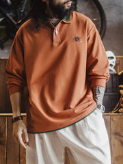 ナバホ刺繍 レイヤードカラー ニットポロ