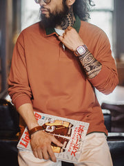 ナバホ刺繍 レイヤードカラー ニットポロ