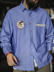 ナバホモチーフワッペン オックスフォード長袖シャツ