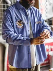 ナバホモチーフワッペン オックスフォード長袖シャツ