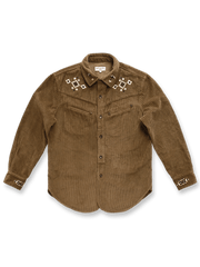 厚手コーデュロイ素材にNavajoスタイルの立体刺繍を施したヴィンテージ風シャツ。