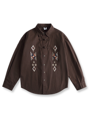 伝統模様の刺繍が特徴のナバホ刺繍長袖シャツ