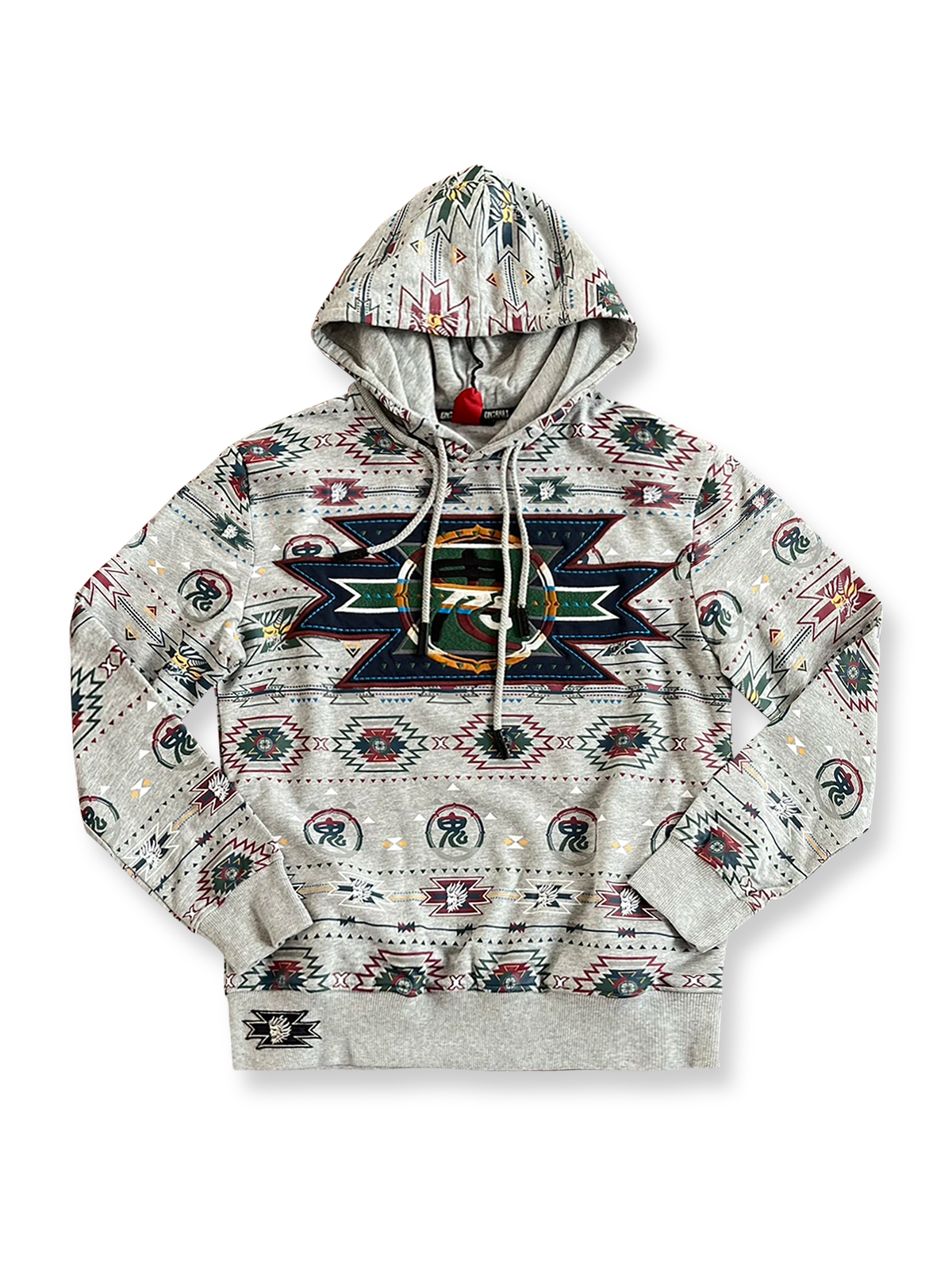 ナバホ族風刺繍が映える裏起毛プルオーバーフーディー