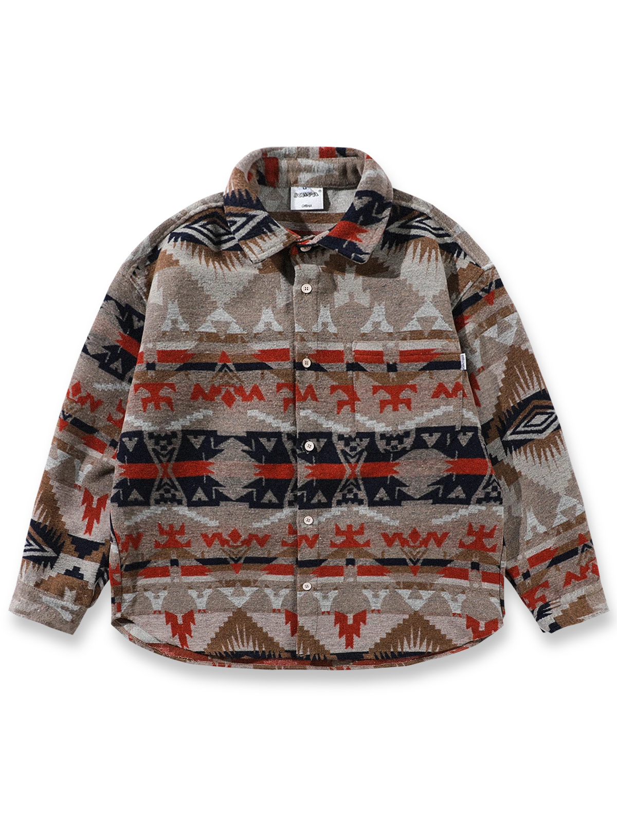 ナバホ柄が映えるジャカード織りのウールシャツ、秋冬にぴったりの民族風デザイン