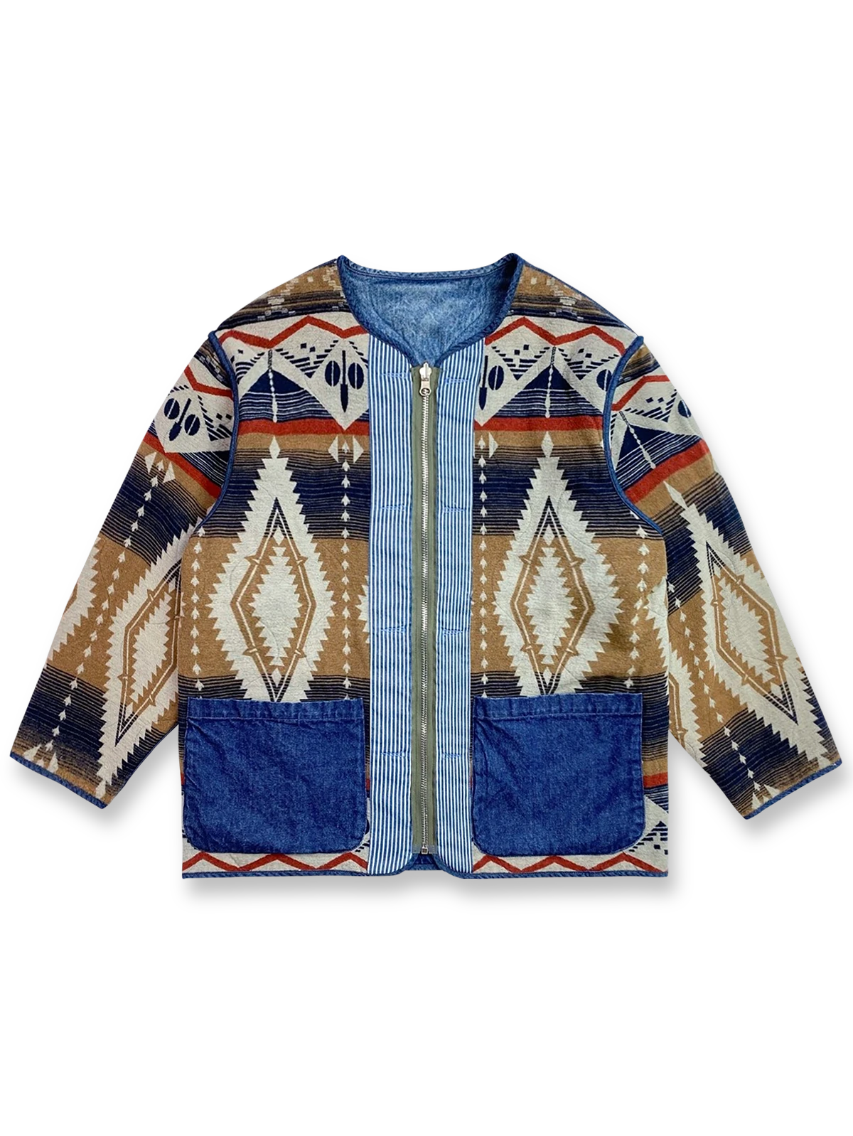 ナバホ柄ウールとデニムのリバーシブル仕様ジャケット