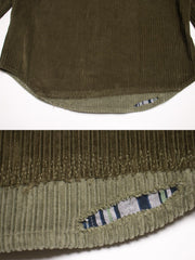 Navajo刺繍ヴィンテージ加工コーデュロイワークシャツ
