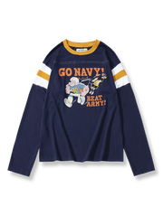 280gヘビーウェイトコットンのネイビー90号ラグビースタイル長袖Tシャツ。