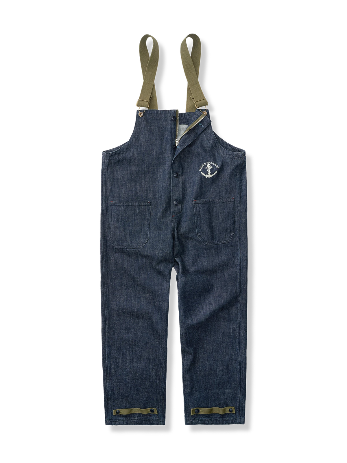ネイビーデニムのヴィンテージ風デッキオーバーオール。