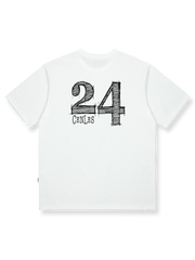 "No.24"レトロスポーツ半袖Tシャツの正面全体図、5色を展示