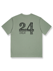 "No.24"レトロスポーツ半袖Tシャツの正面全体図、5色を展示